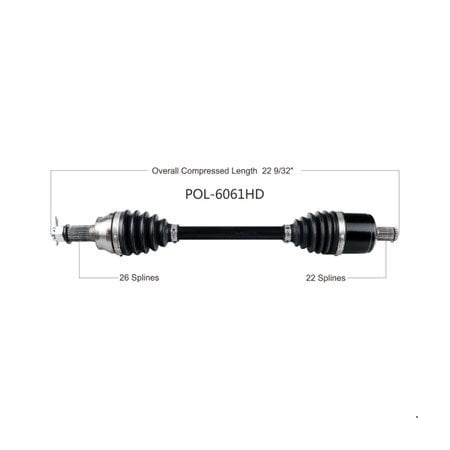 Wide Open Heavy Duty CV Axle POL HD FRONT L/R 50-55 IN RZR 900/EPS/TRAIL/XC 15- POL-6061HD